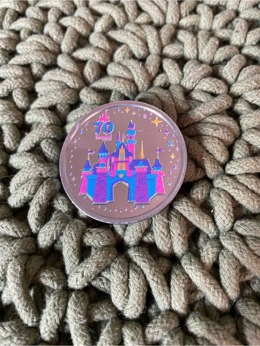 Disney 70th Anniversary Pink Purple Castle Collectible Coin